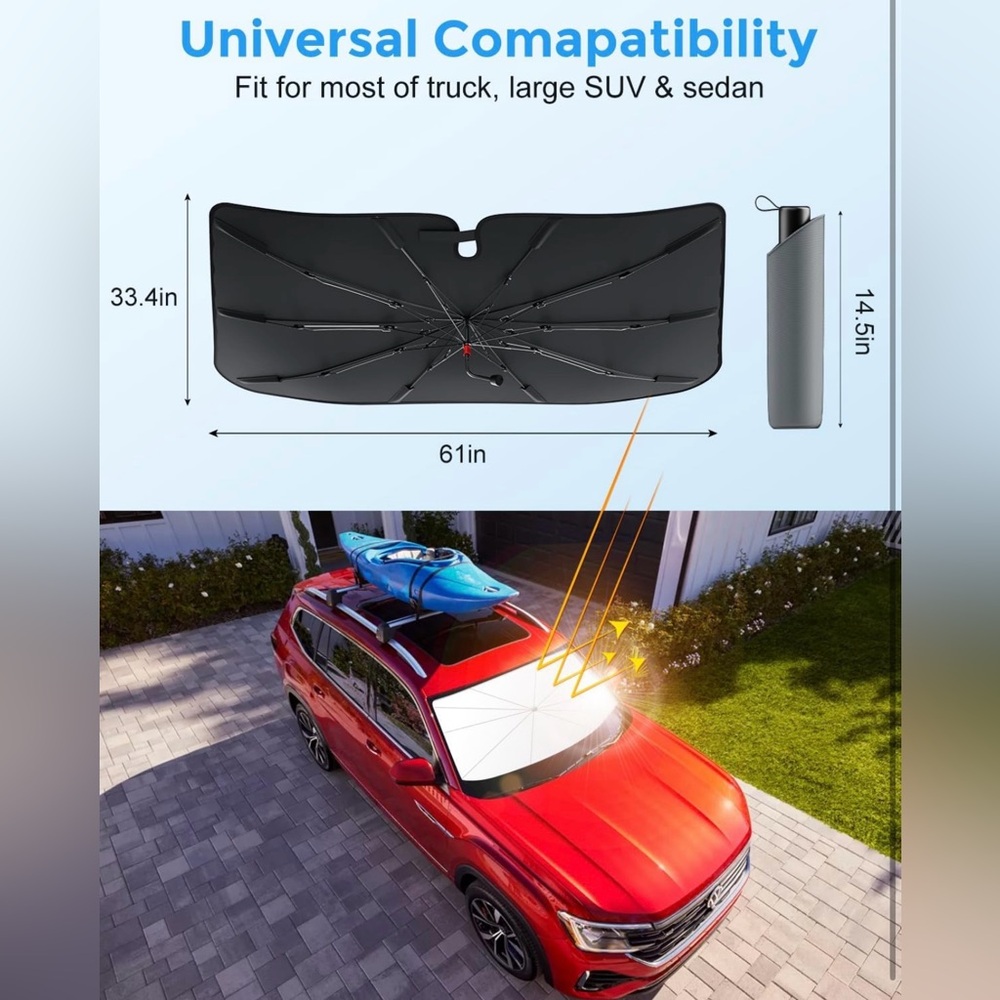 DMJN Car Umbrella Sun Shade with Nano-Ice Coating – UV Protection, Large - NWT - Picture 4 of 9